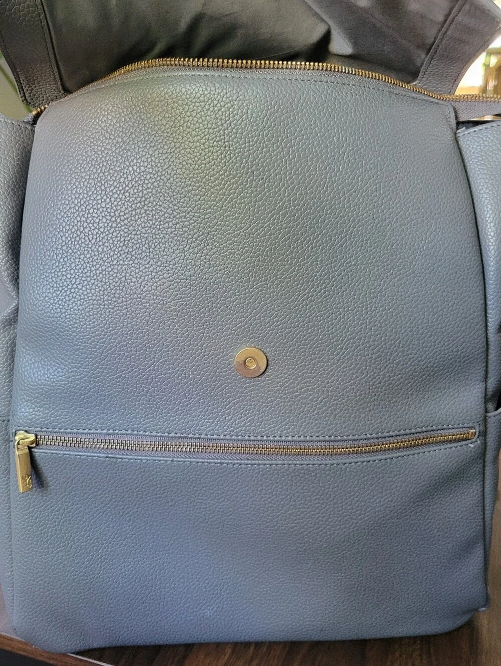 Freshly Picked Gray Vegan Leather Diaper Bag Backpack Adjustable Minimalist